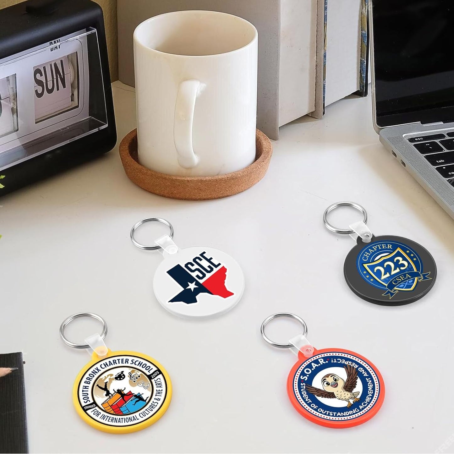 Custom Round Soft Keychains 500 Pack, Personalized Logo, Text Bulk - Perfect for Tradeshows, Party Favors, Events - Customizable Key Tags