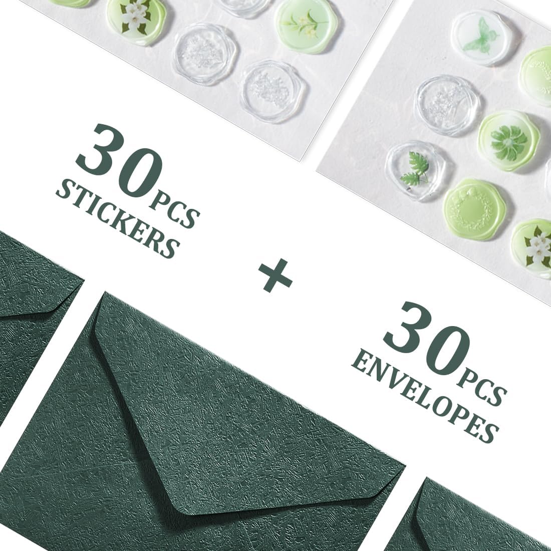 30 Pieces A6 Envelopes with 30 Seal Stickers, 6.32 x 4.45 inch Envelopes for 4 x 6 Wedding Invitation Cards, Greeting Cards, Graduation, Birthday Party Invitations, Green.