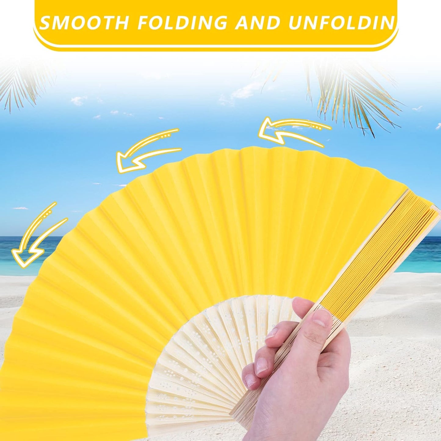 DomeStar 15 Pcs Paper Folding Hand Fans, 8.3 Inch Multicolored Paper Fans Handheld Decorative Accessories for Wedding, Outdoor Party Favors, Bridal Shower DIY Rainbow Party Decorations