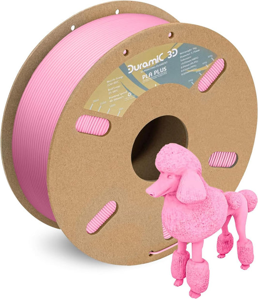 DURAMIC 3D PLA+ Filament 1.75mm 1Kg Pink, PLA Plus Filament 1Kg Spool(2.2lbs) Tougher and Stronger, Dimensional Accuracy Probability +/- 0.02mm