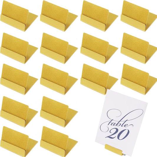 Tinsow 16 Elegant Gold Table Number Holders, Perfect Metal Place Card Stands and Picture Frame Display for Wedding Reception, Anniversary, Birthday Party Decorations