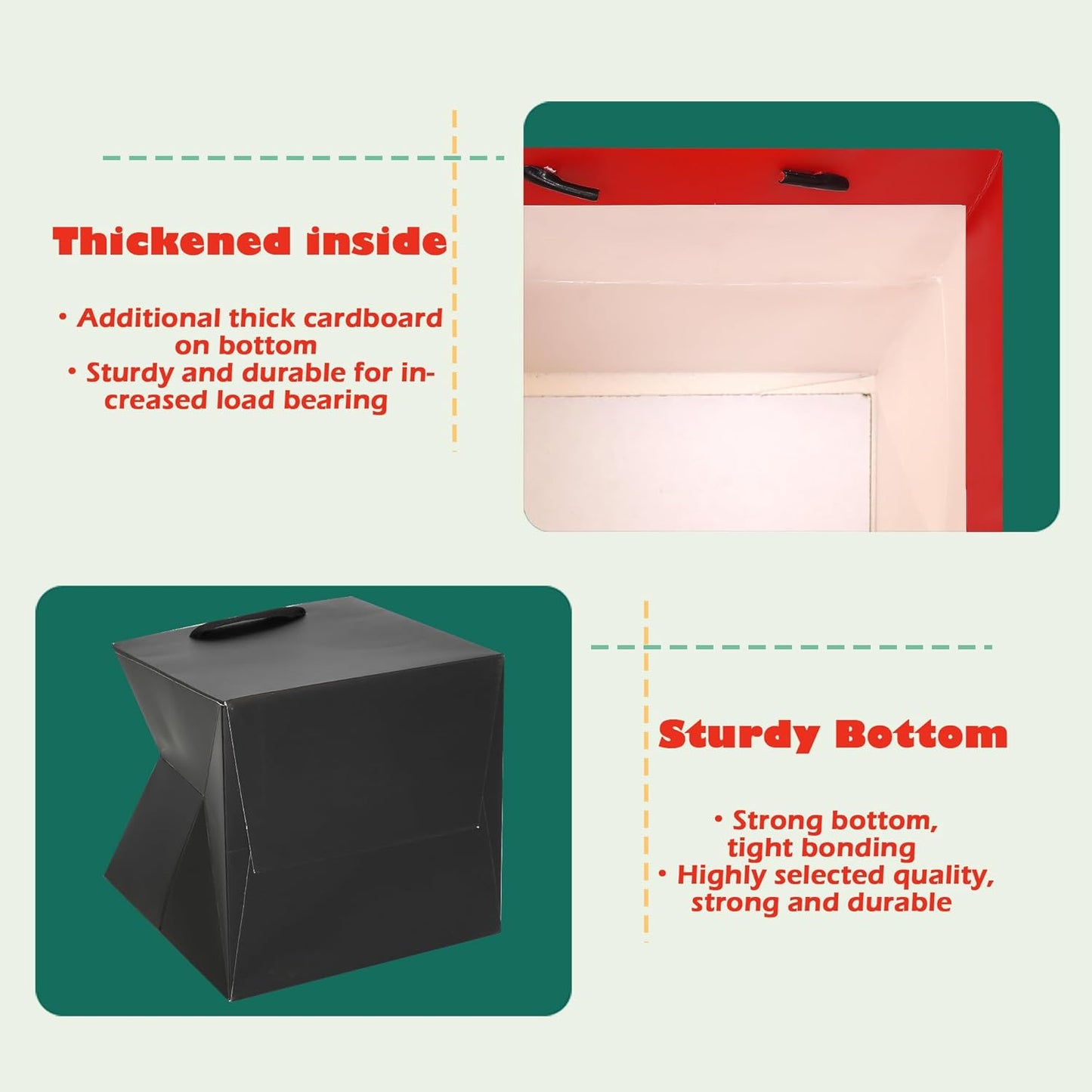 ADIDO EVA Black Square Gift Bags Mini Size Square Bottom Paper Bags with Handles for Party Favor (4x4x4 In, 10 CT)