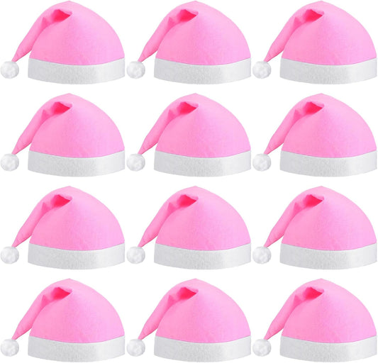 SATINIOR 12 Pieces Santa Hats Christmas Non Woven Fabric Hat for Holidays Xmas Party Supplies