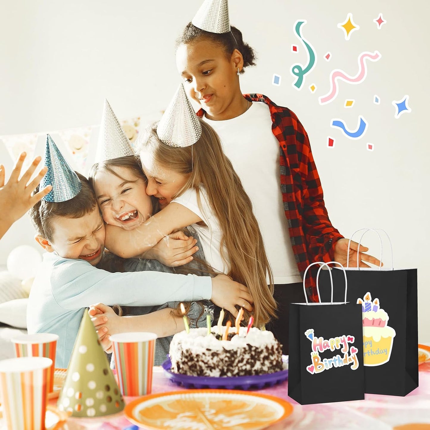 BagDream Black Gift Bags 8x4.25x10.5 100Pcs Kraft Paper Bags with Handles Bulk for Wedding, Party Favor, Grocery, Shopping, Retail, Merchandise Medium Paper Gift Sacks