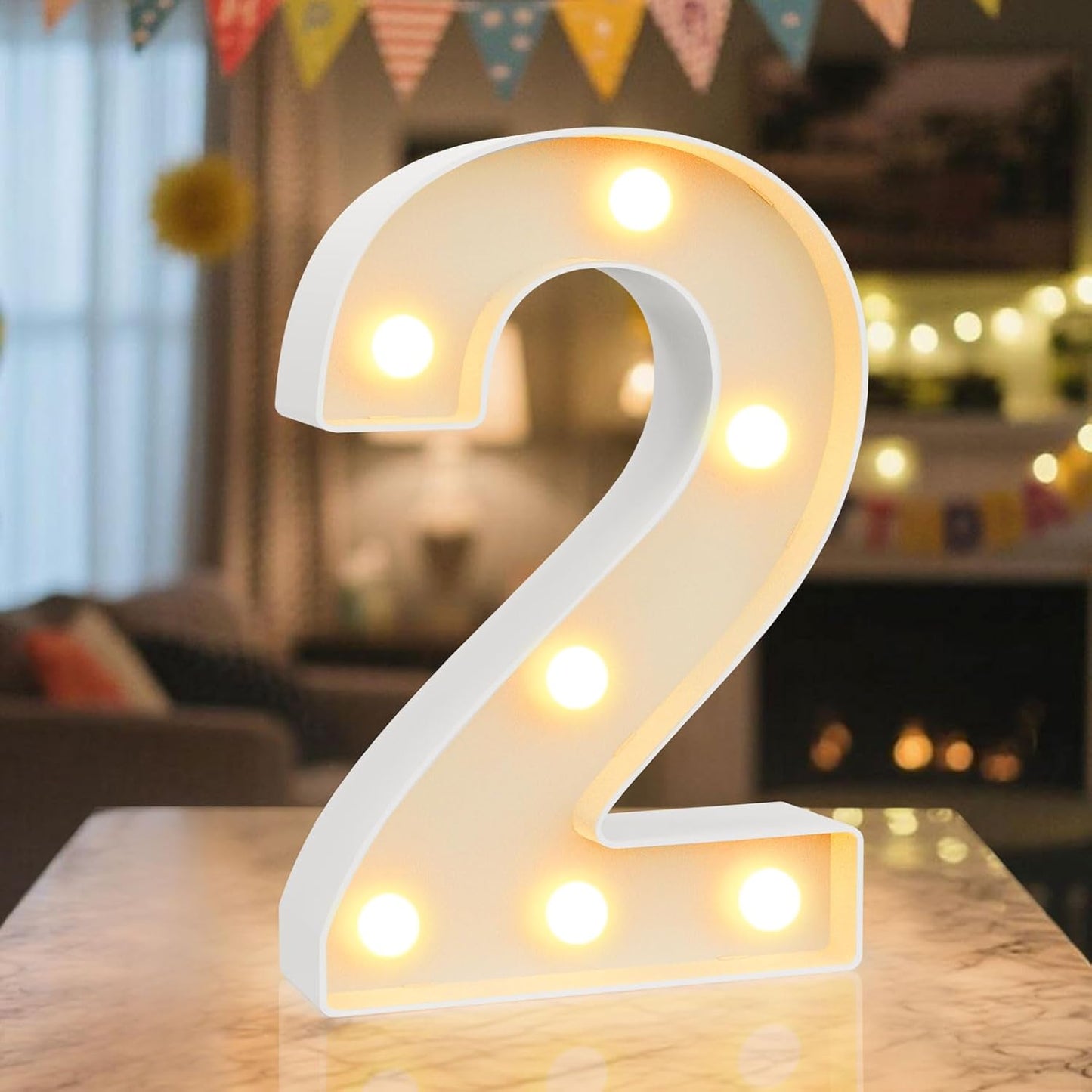 LED Marquee Light Up Numbers Sign - Lighted Birthday Numbers Sign for Birthday Party Decoration, Bar Wall, Home, Table Room, Wedding and Christmas Decorations, Number 2