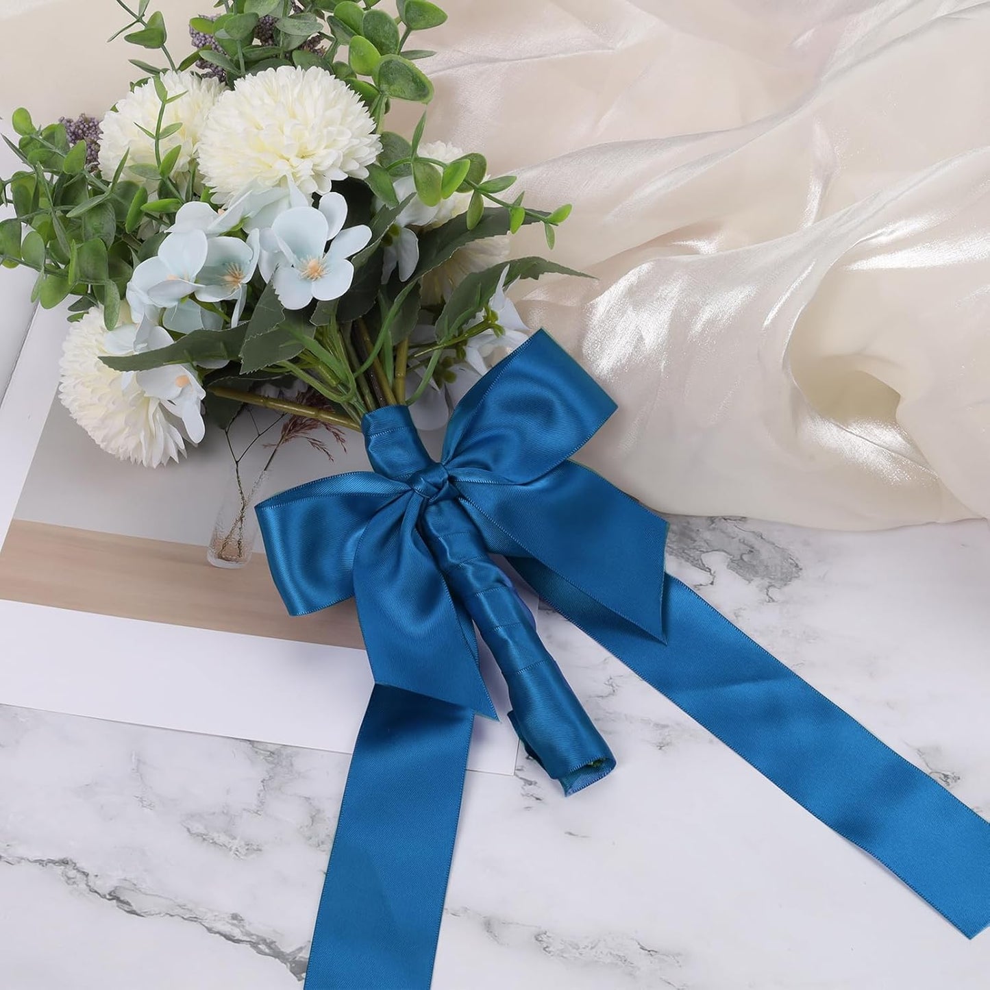 LaRibbons 1 1/2 Inch 25 Yard Double Faced Satin Ribbon,Royal Blue Satin Craft Fabric Ribbon for Gift Wrapping Floral Bouquets Wedding Party Decoration