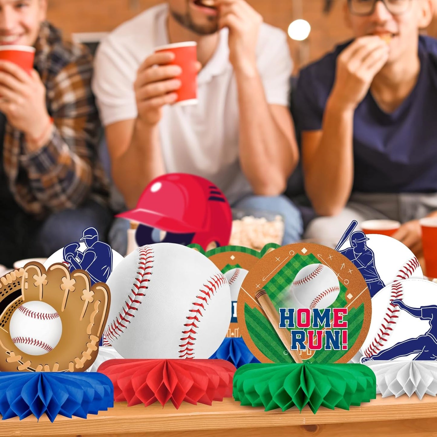 Baseball Party Supplies:Baseball-Themed Honeycomb Centerpiece for Baseball Birthday & Gameday Celebrations - Essential Decorations & Favors