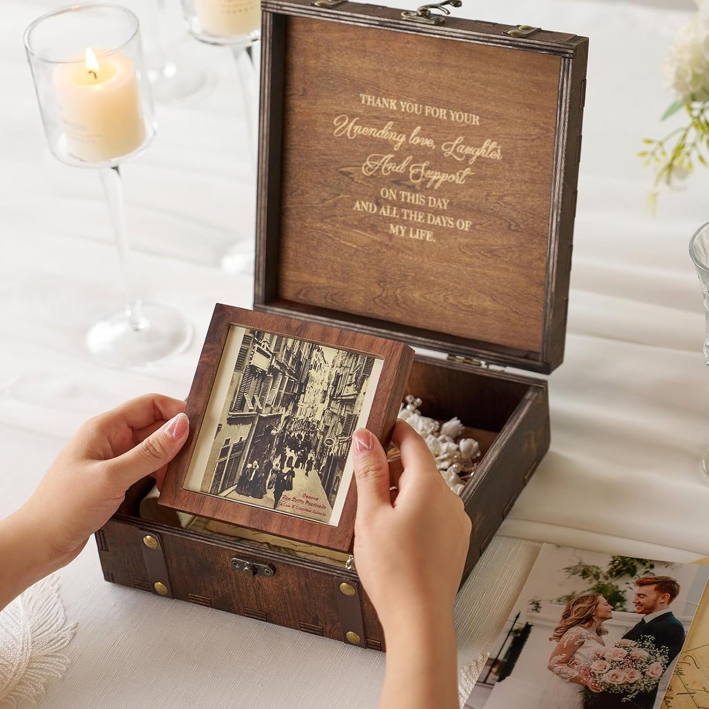 AW BRIDAL Keepsake Box Wood Memory Box with Lid Birthday Gifts for Women Grandma Gifts Thank You Gifts for Women Bride Gifts for Women