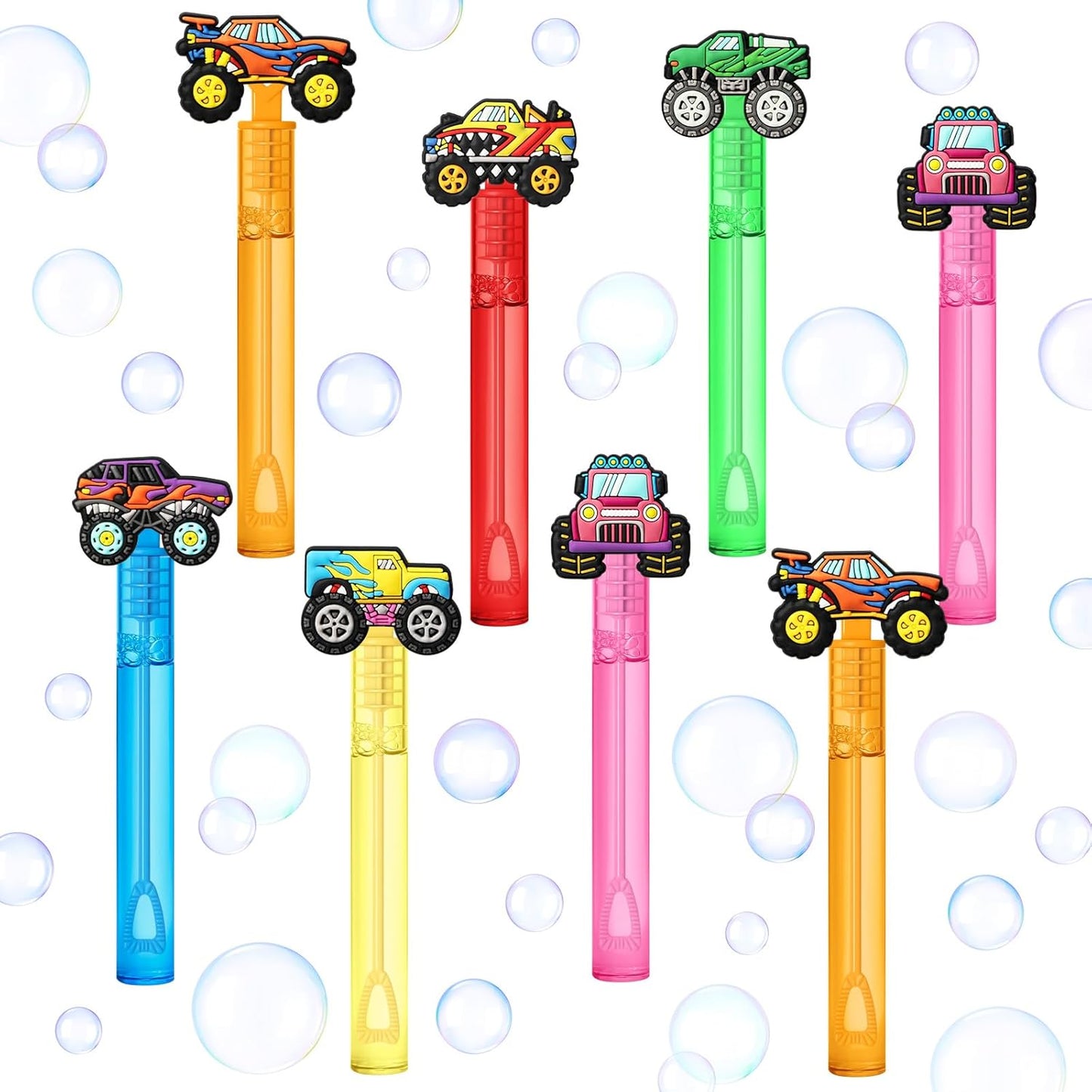 AMFZON 24Pcs Monster Truck Party Favors Bubble Wands for Kids, Truck Big Cars Mini Bubbles Wand Toys, Monster Truck Birthday Party Supplies Goodie Gift Bag Stuffers Pinata Classroom Prizes