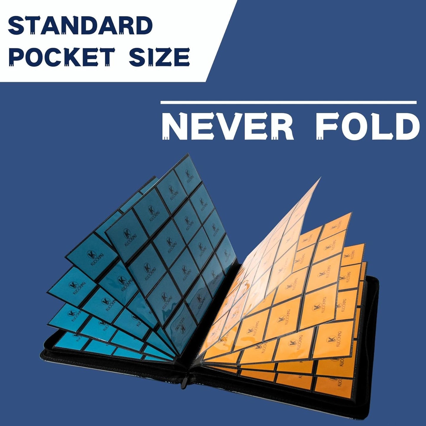 1000+ Pockets Trading Card Binder, 16-Pocket Card Ablum Compatible with MTG,Sports Cards & Other Standard Size Trading Cards (Blue)