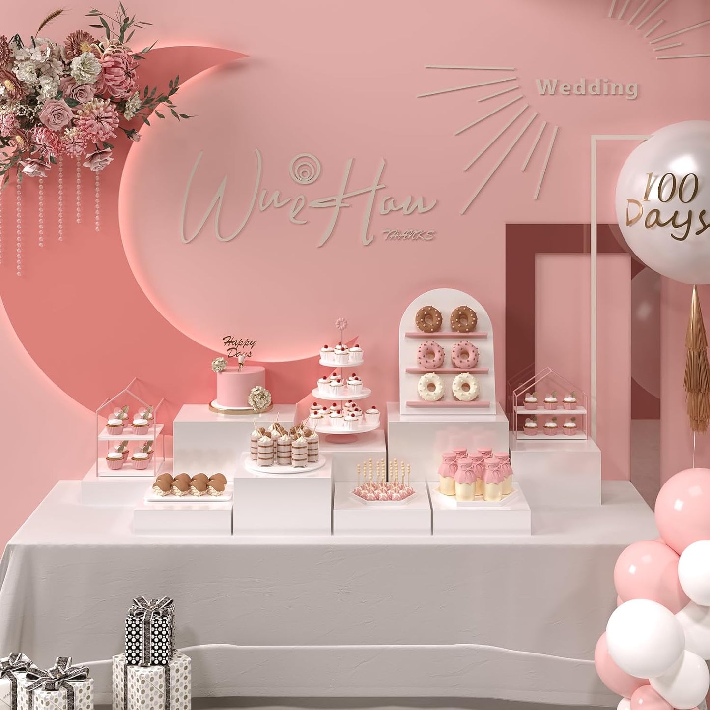 PecMuikee Buffet Risers, Food Risers for Buffet Table, Display Stand Shelf for Catering Dessert Collectibles Jewelry Figures Show, Acrylic Cube Display Nesting Risers with Hollow Bottoms 6PCS 8"9"10"