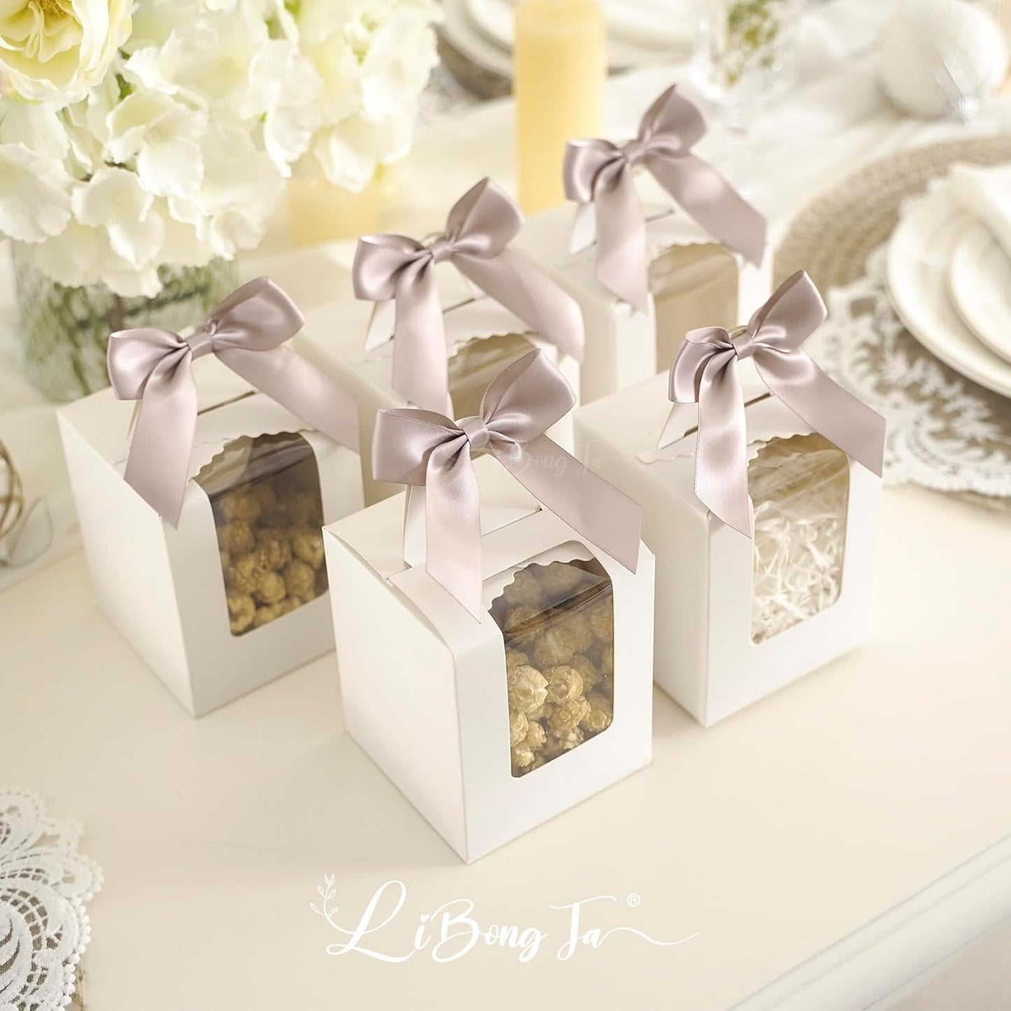 3.5" Dusty Rose Bow Satin Pre-Tied Bows for Gift Wrapping, Small Bows for Crafts, Pink Bows, Candy Apple Bows, Twist Tie Bows for Cake Decorating, Party Favor, Wedding Decoration-36 Counts