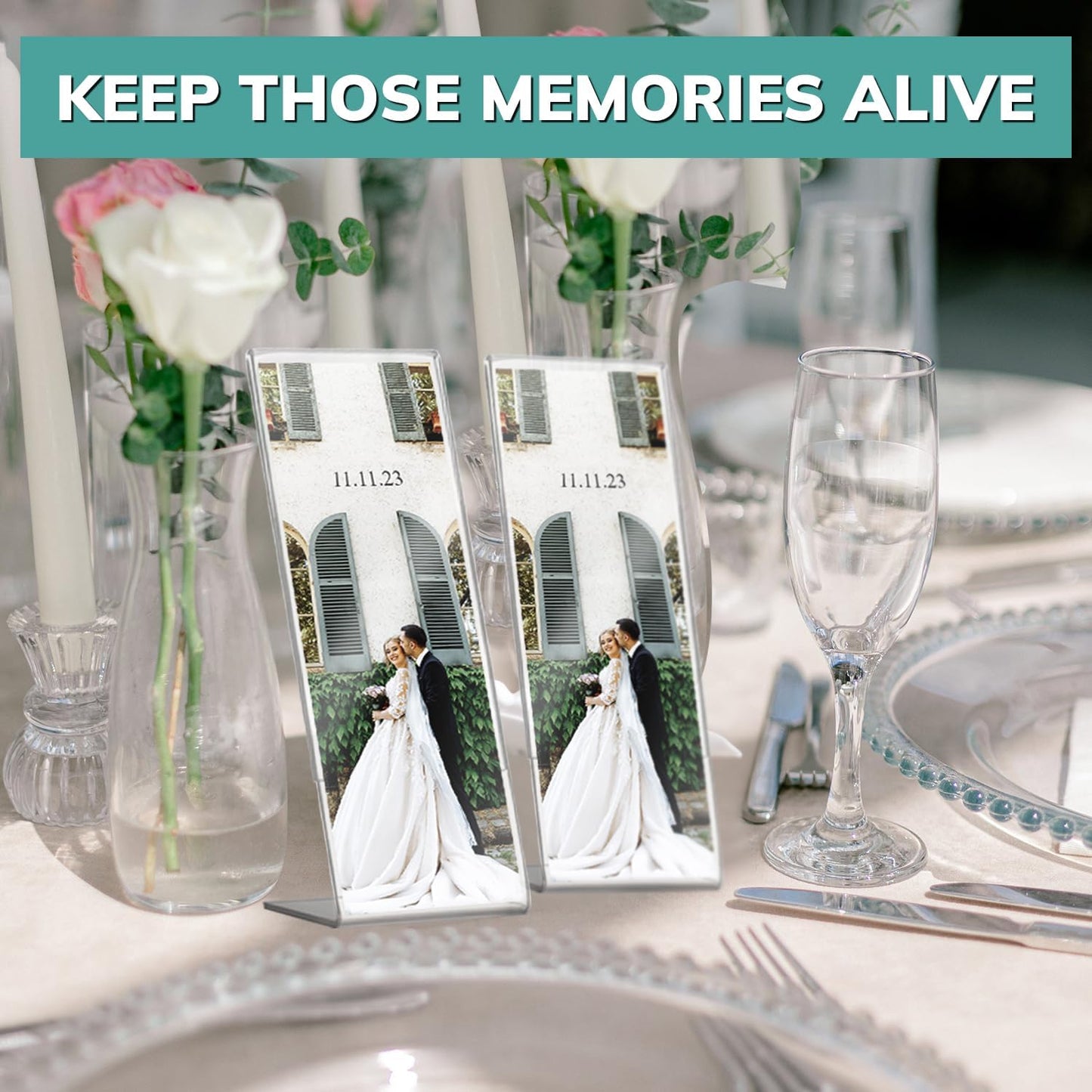 pbf PHOTO BOOTH FRAMES 2x6 Acrylic Sign Holder | 2 x 6 Vertical Stand Up Slanted Sign Holder | Acrylic Stands for Display | Clear Picture Frame, Menu Table Top Stand, Plastic Flyer Holder (100-Pack)