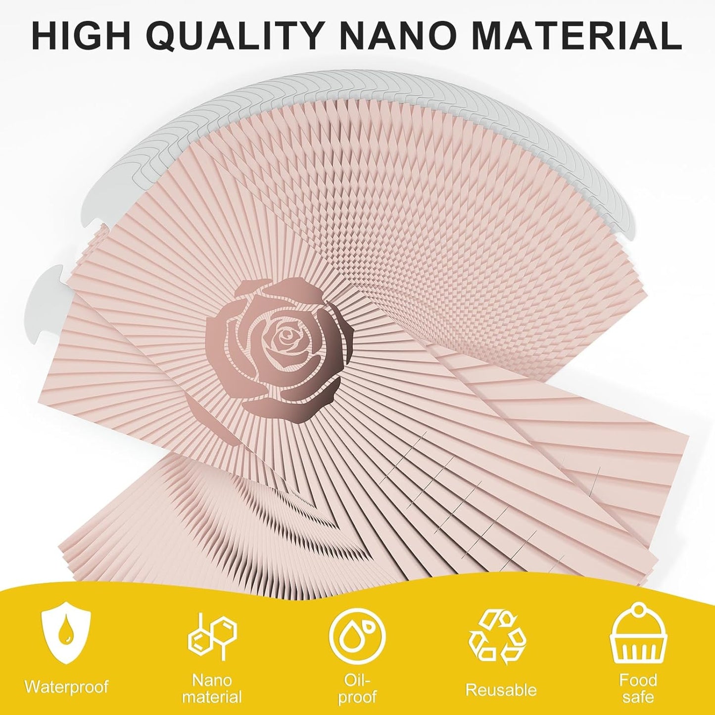 Polymer Material Reusable Napkin Band, Glue-Free Tear-Proof Water Resistant Oil-Proof Napkin Bands Set of 200(Front Rose Gold Color and Back Silver), 6 Adjustable Sizes Napkin Rings