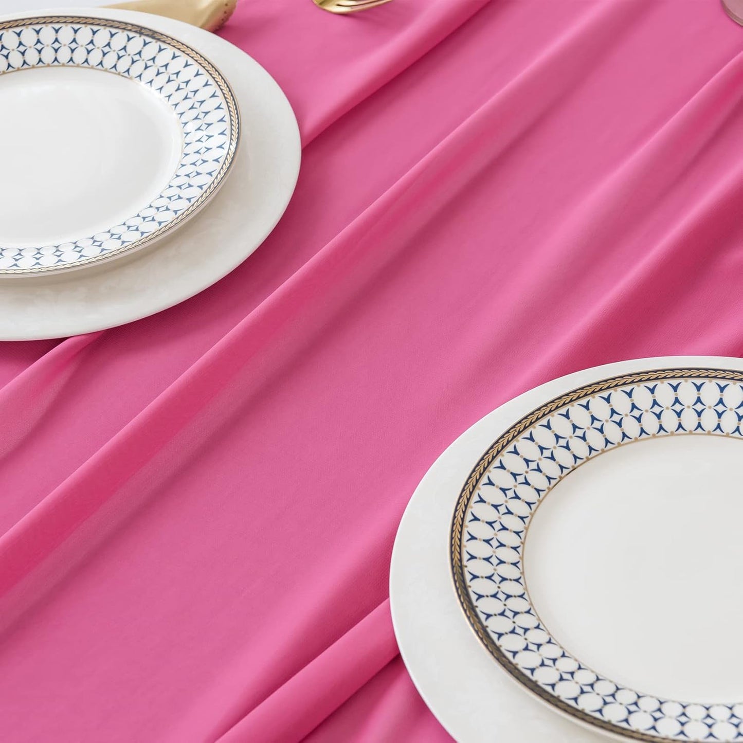 6Pack 9ft Chiffon Table Runner 14x108 Inch Sheer Romantic Table Runner for Wedding Birthday Party Bridal Shower Outdoor Decoration-Fuchsia