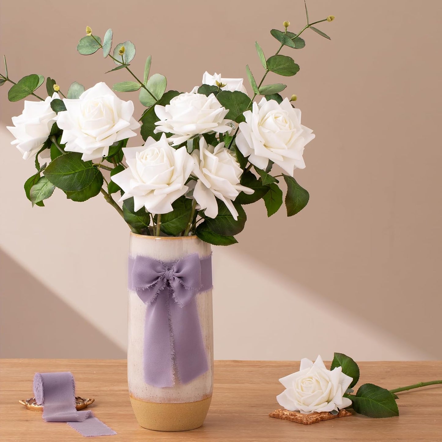 DORIS HOME Pastle Purple Chiffon Ribbon for Flower Bouquet, 2" x21Yd Fabric Ribbon for Gift Wrapping, Handmade Frayed Ribbon for Wedding/Christmas Decorations