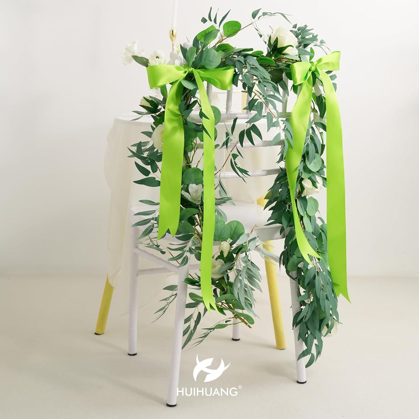 HUIHUANG Lime Green Satin Ribbon 1-1/2 inch x 50 Yards Double-Faced Silk Satin Ribbon for Gift Wrapping, Bows, Christmas Tree, Flower Bouquet, Eternal Flowers, DIY Crafts, Party Favors