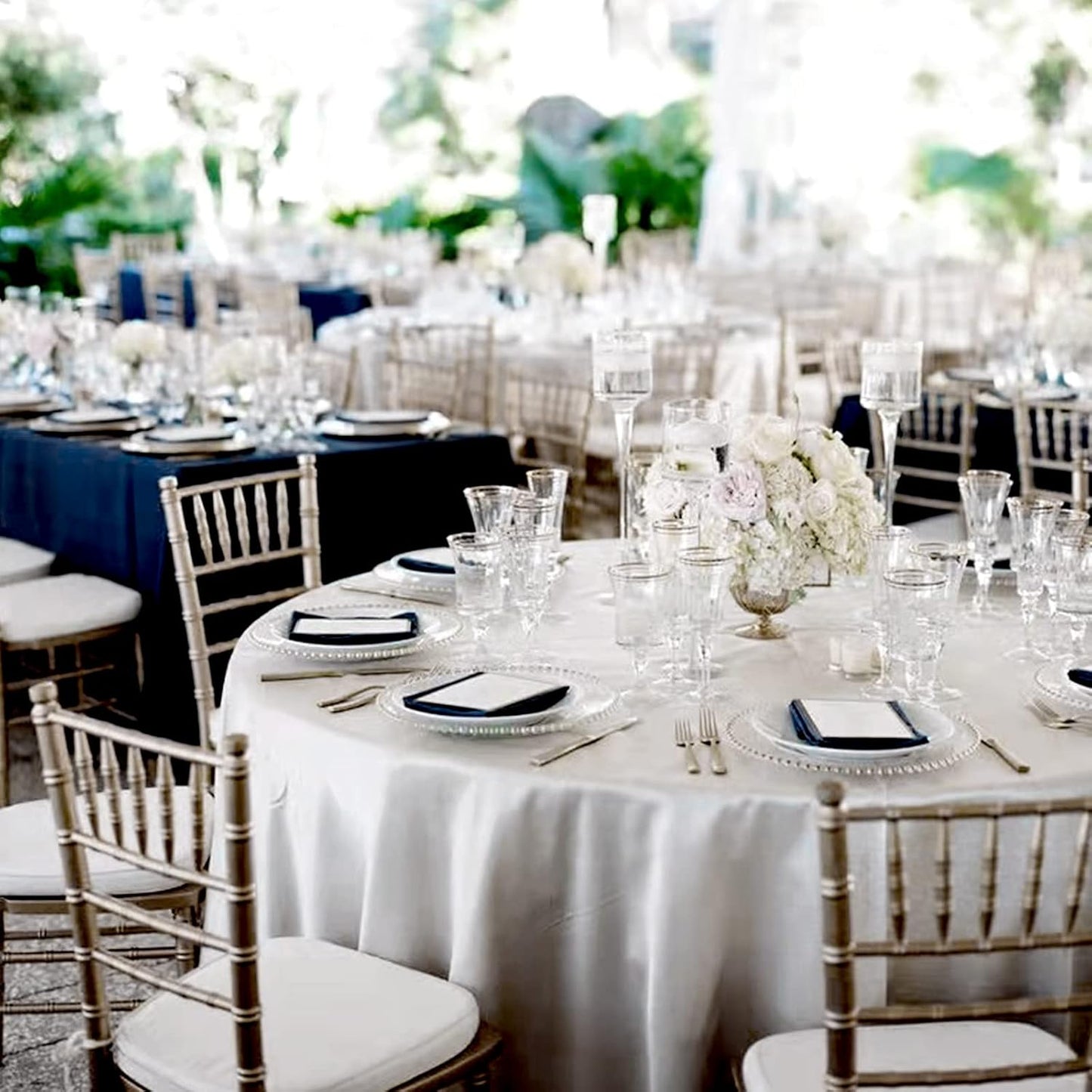 fani 6 Pack 108 Inch Sliver Round Tablecloth - Premium Silky Satin Tablecloth Overlay Smooth Fabric Table Cover Linens, Table Decoration for Wedding Party Banquet Events Restaurant Kitchen Dining