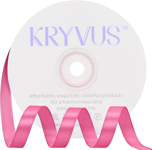 Hot Pink Satin Ribbon 3/8 inch X Continuous 50 Yards, Single Face Polyester Ribbon Perfect for Gift Wrapping, Flower Bouquet, Wedding Decor, Crafts, Bow Making, Sewing and More