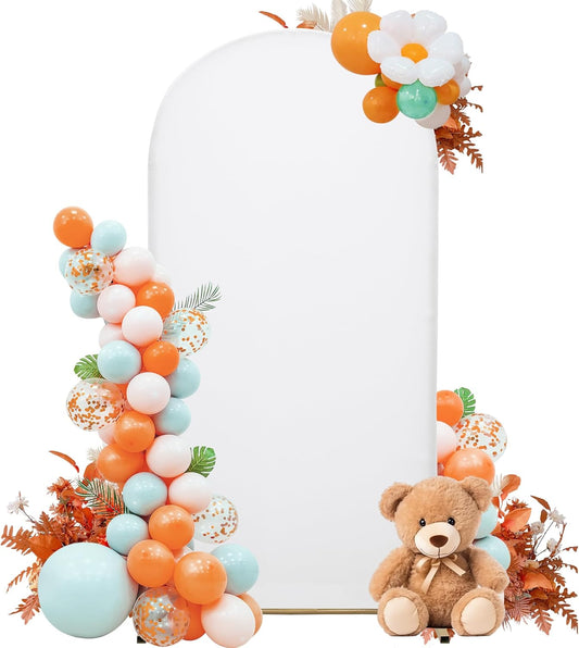 Wedding Arch Cover 5FT Arch Backdrop Cover Spandex Fitted Arch Cover for Round Top Chiara Backdrop Stand Covers for Wedding Birthday Party Baby Shower Banquet Ceremony Decoration