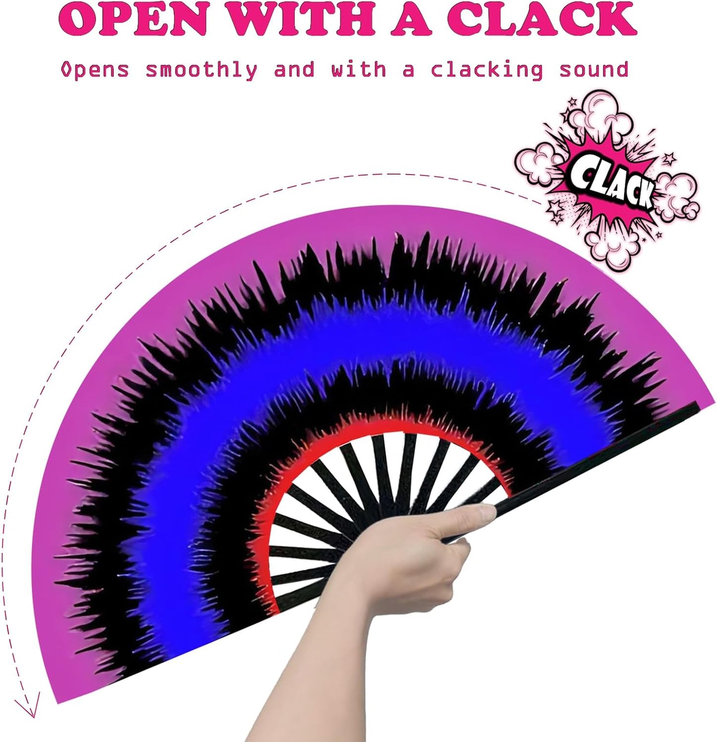 Boots on The Ground Fan, Large Folding Hand Fan for Women and Men, Popping Fans for Line Dancing for Raves, EDM, Dance Party, and Home Decoration