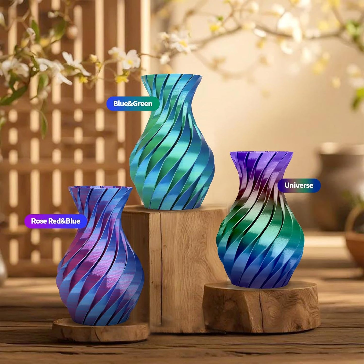 YOUSU 3D Printer Filament 1.75MM Silk PLA Filament Rainbow Color, 10 * 250g Pack Filament Bundle for 3D Printer.