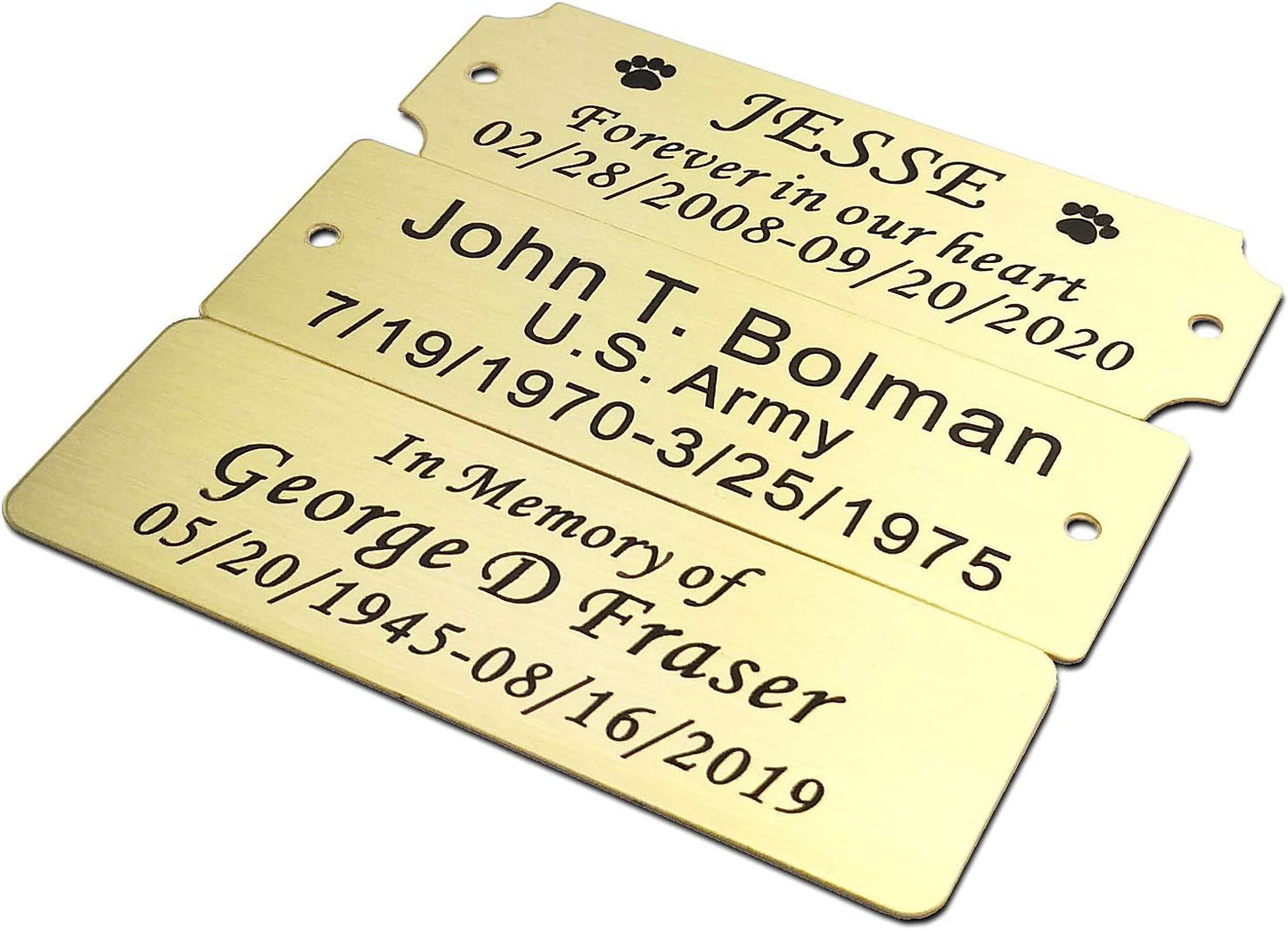 3" W x 1" H Personalized Custom Engraved Brushed Gold Solid Brass Plate Frame Name Label Art Tag for Frames with Adhesive Backing or Screws (Brass)