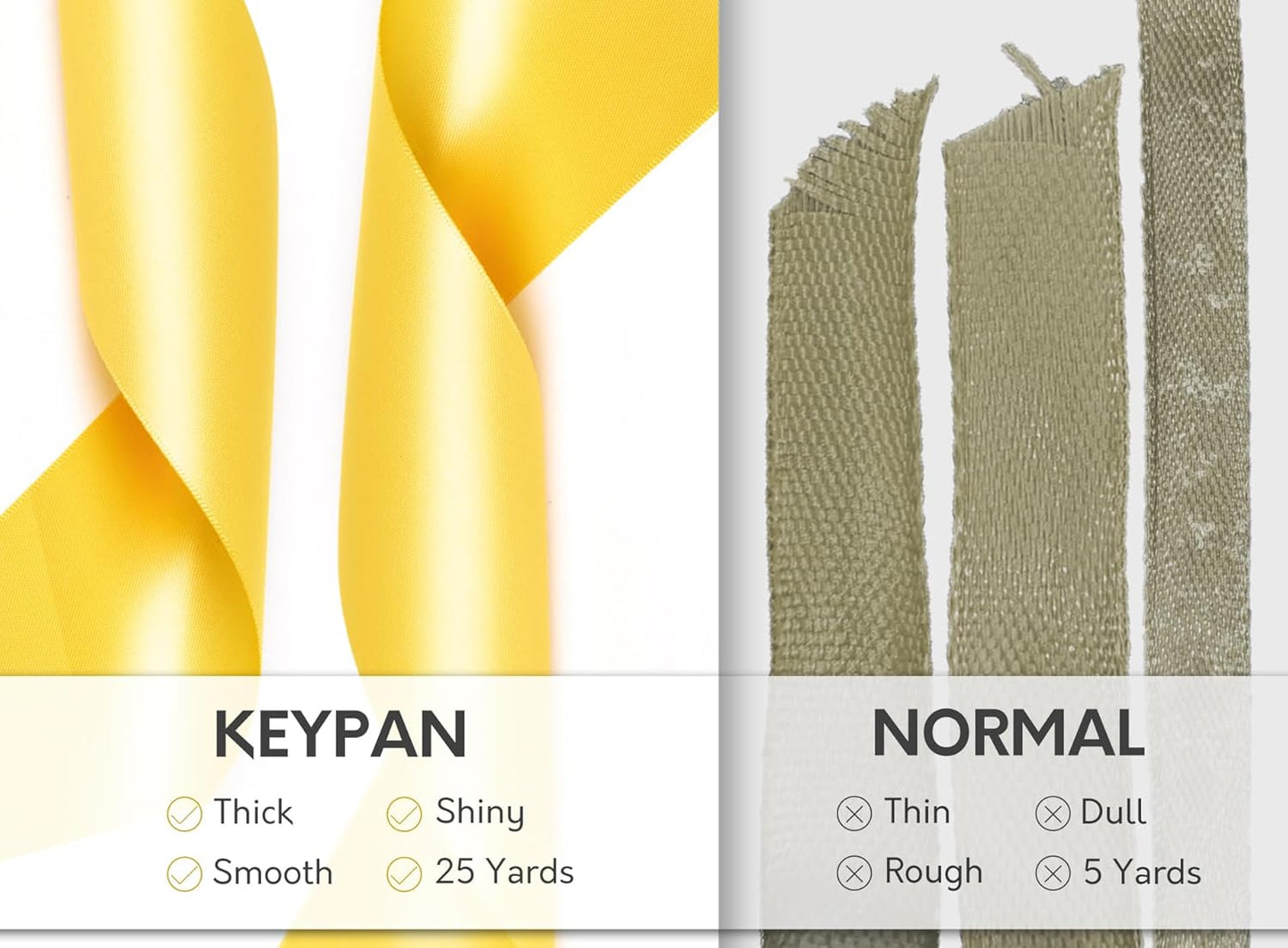 Yellow Ribbon 2.5 Inch Double-Faced Satin Ribbons 25 Yards for Crafts Gift Wrapping Flower Bouquet Wedding Paper Holiday Decorating