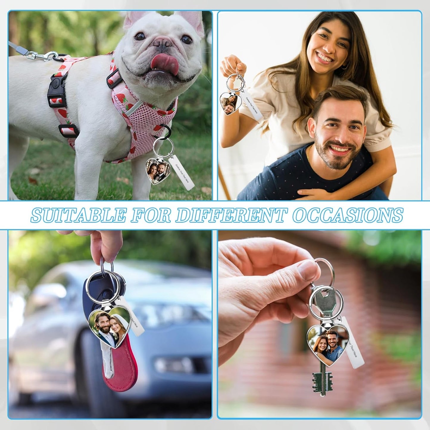 Custom Keychain with Picture Double-sided Personalized Photo Text Keychain, Gift for Anniversary Birthday Christmas