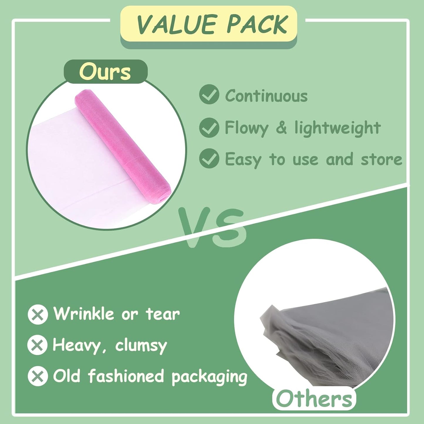 Pink Tulle Fabric Roll, 54 Inch by 10 Yards (30 ft) for Wedding Party Decoration Spool Bolt, Ceiling Decor, Tutu Skirt, Gift Wrapping, Soft & Drape (Pink)