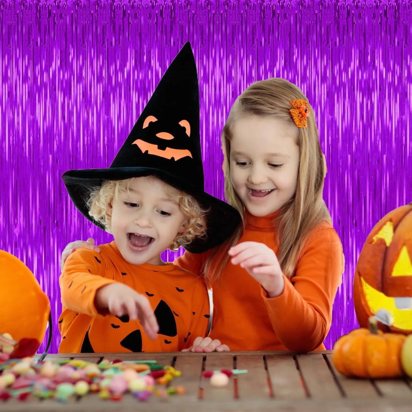 3 Pack Purple Backdrop Tinsel Streamers Foil Fringe Backdrop Halloween Party Decorations Purple Backdrop Curtain Birthday Graduation Bachelorette Christmas New Year Party Decorations