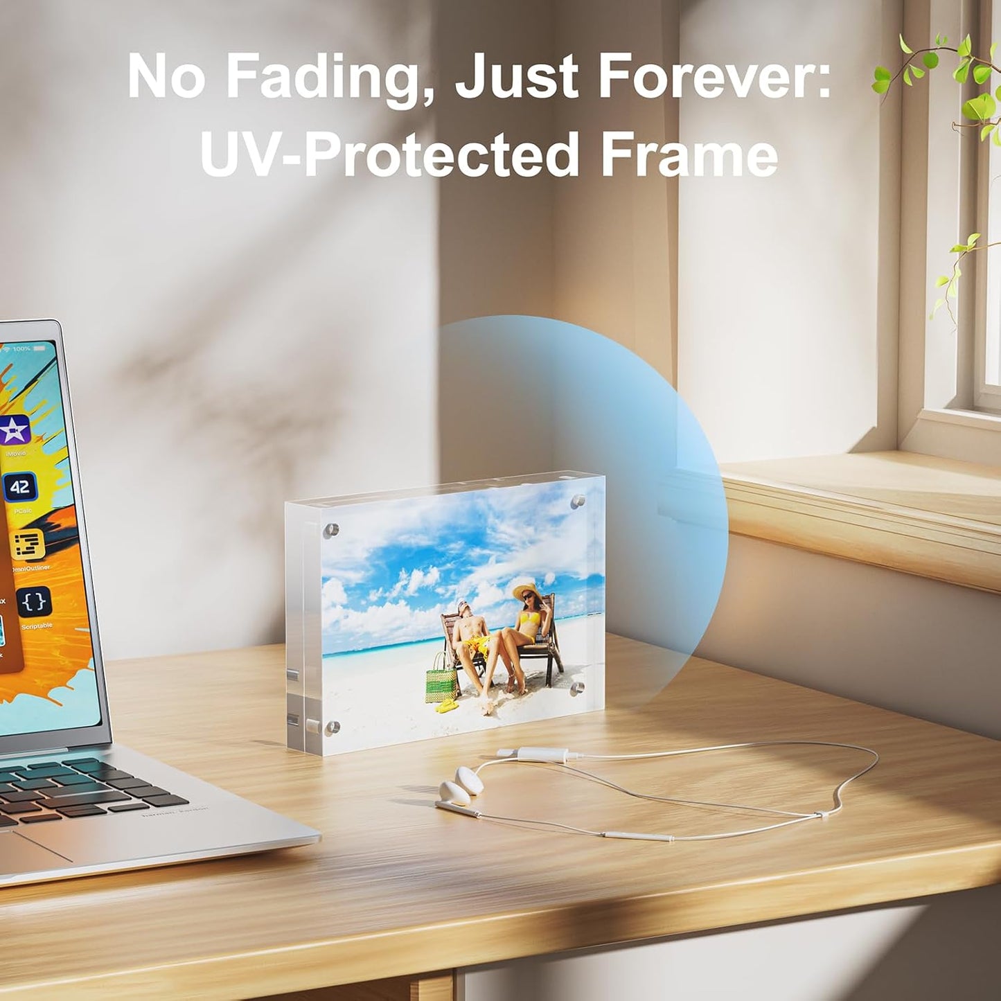 3 Pack 2x6 Acrylic Picture Frames - 20% Thicker Double Sided Magnetic Frame with UV Protection - Freestanding Clear Frameless Display for Tabletops - Modern Photo Frame Set for Home & Office Decor