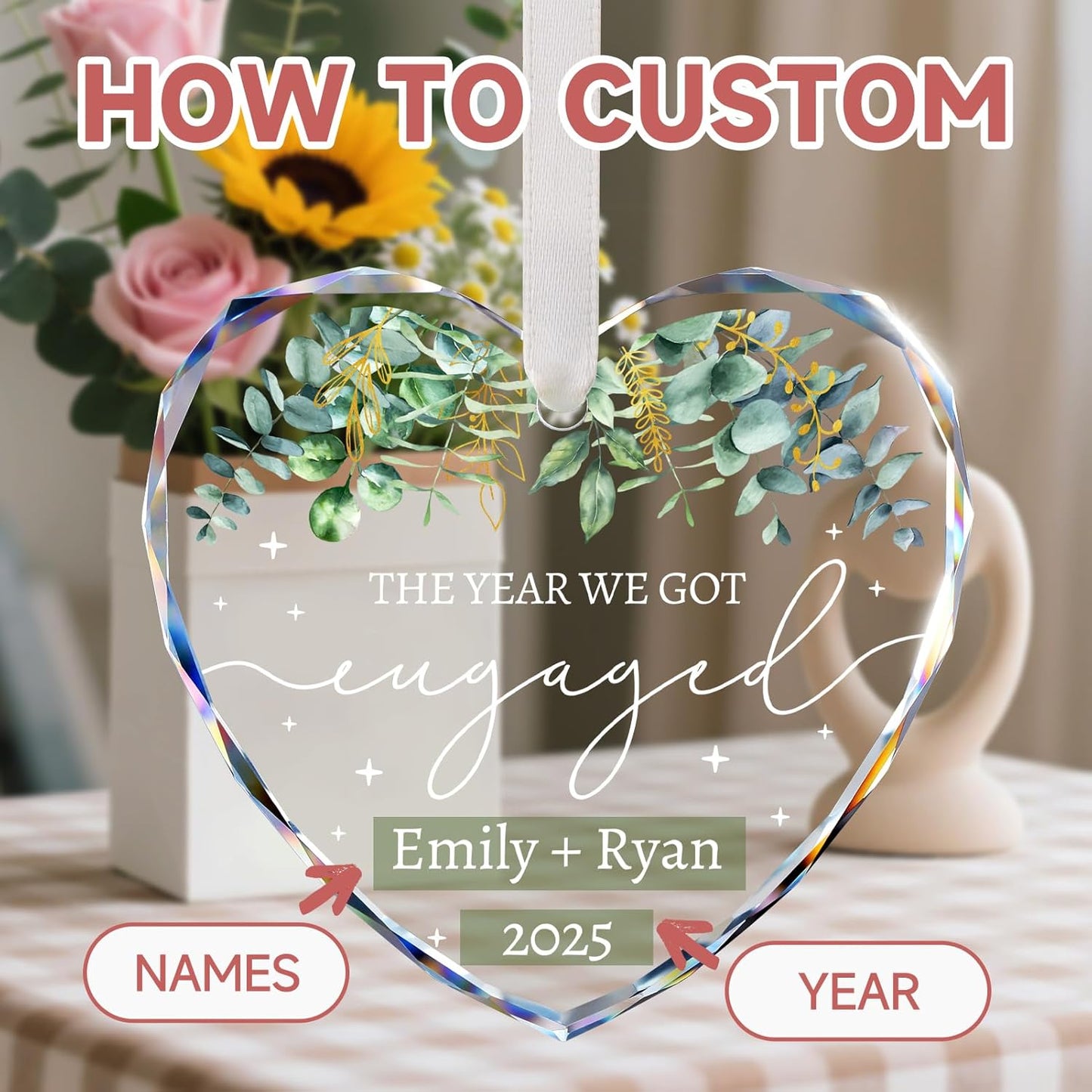 Engagement Ornament 2025 - Engagement Gifts for Couples - Personalized Gift for Newly Engaged Couples, Women, Fiance, Her - Bride to Be Gifts, First Christmas Just Engaged Ornament 2025