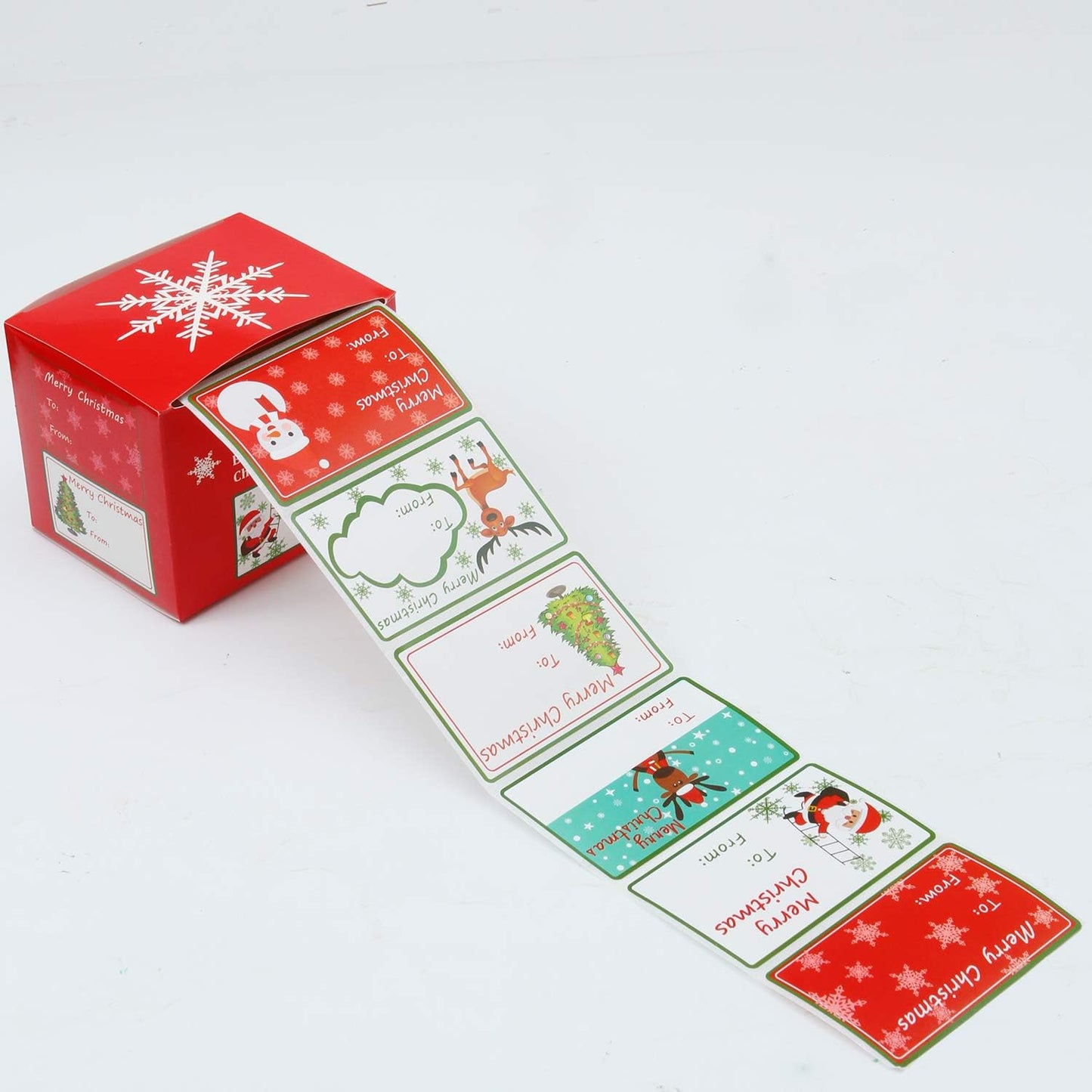 Elcoho 300 Pieces Christmas Self Adhesive Gift Tag Self Stick Stickers Gift Name Tag Christmas Stickers with 6 Different Designs (Color A)