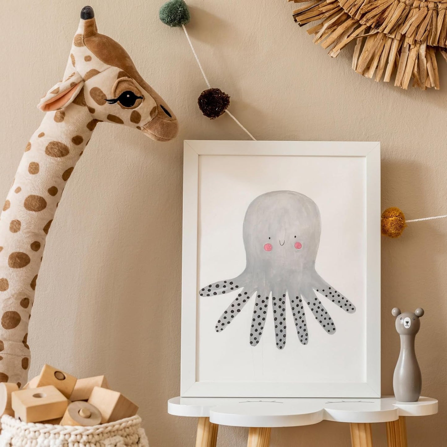 KTKDE A1 Picture Frame Poster Frame23.4 x 33.1 inches, White Woodgrain Poster Frame-Horizontal and Vertical Wall Hanging for Home, Exhibition, Caffe for best gifts