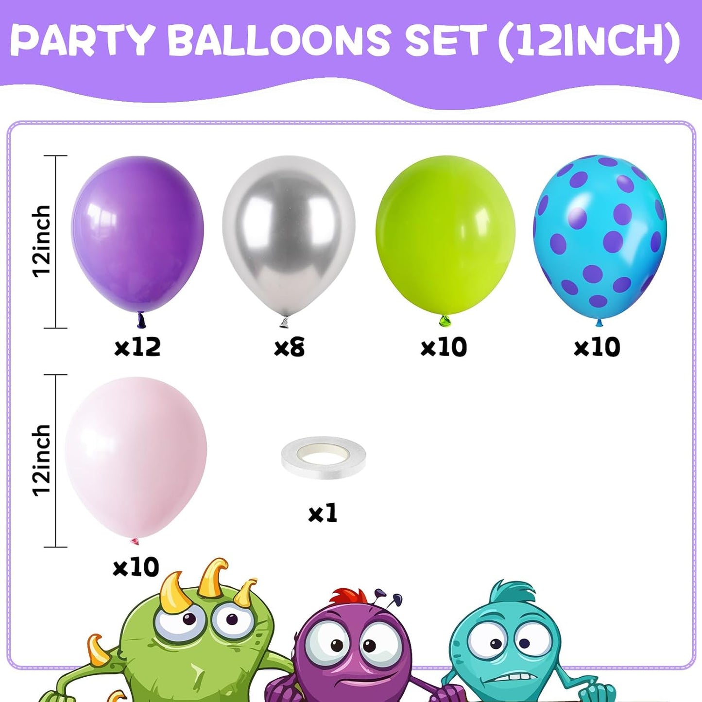 Pink Blue Purple Balloons, Pack of 50 12 inch Balloon with Metallic Silver Purple Teal Green Balloons for Magic Theme Birthday Baby Shower Party Decorations Supplies