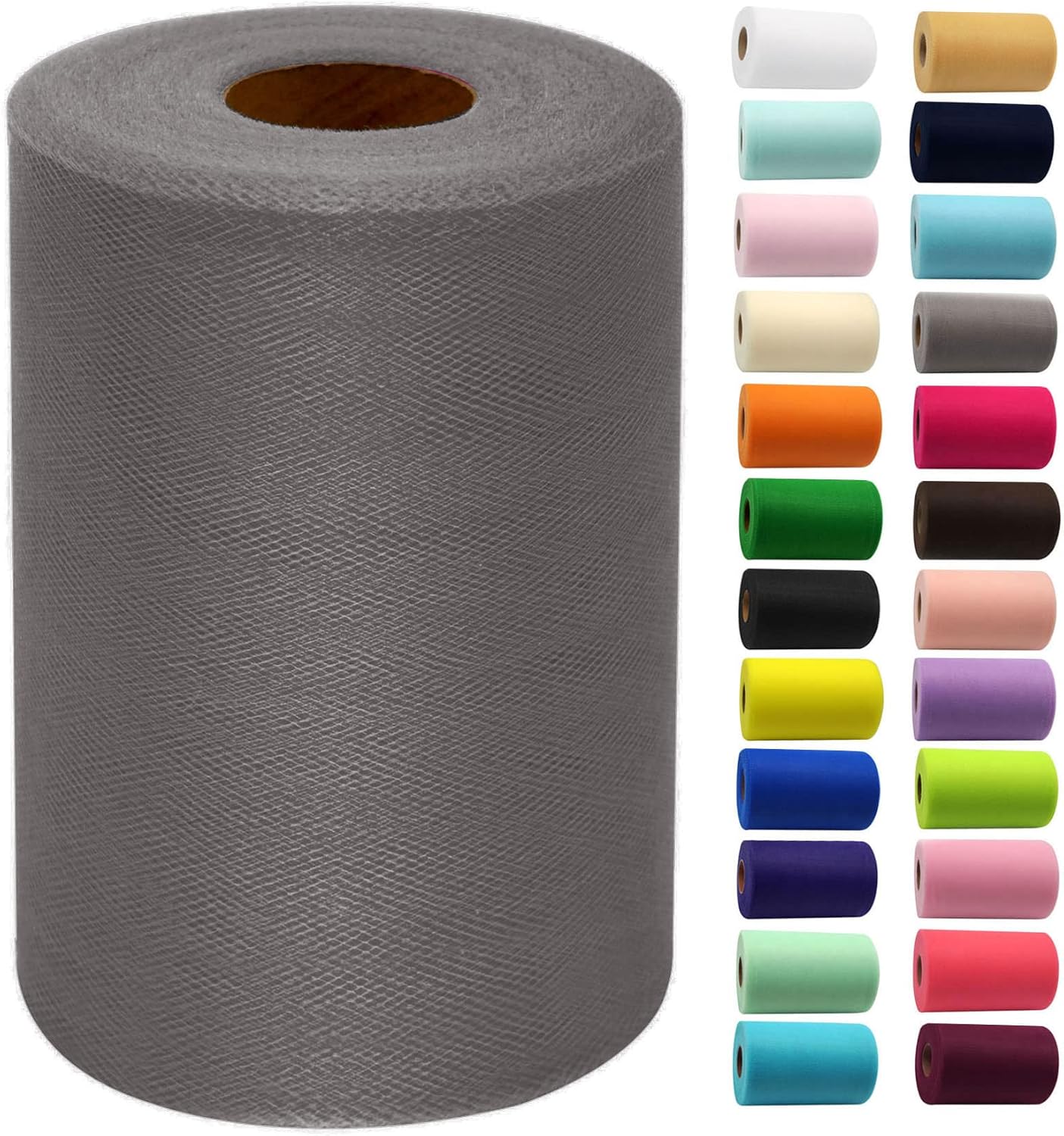 Silver Tulle Fabric Rolls 6 Inch by 100 Yards (300 feet) Fabric Spool Tulle Ribbon for DIY Silver Tutu Bow Baby Shower Birthday Party Wedding Christmas Decorations Craft Supplies