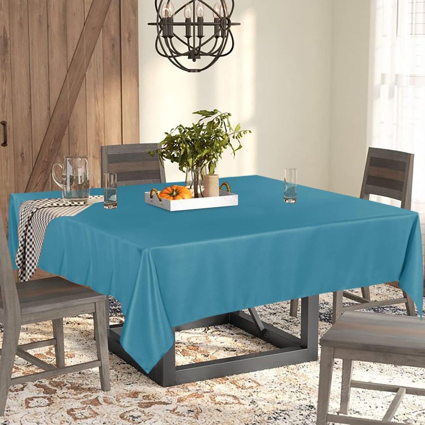 Fitable Square Tablecloth 54x54 inch Tablecloth Stain and Wrinkle Resistant Washable Polyester Table Cloth for Buffet Parties and Camping, Teal