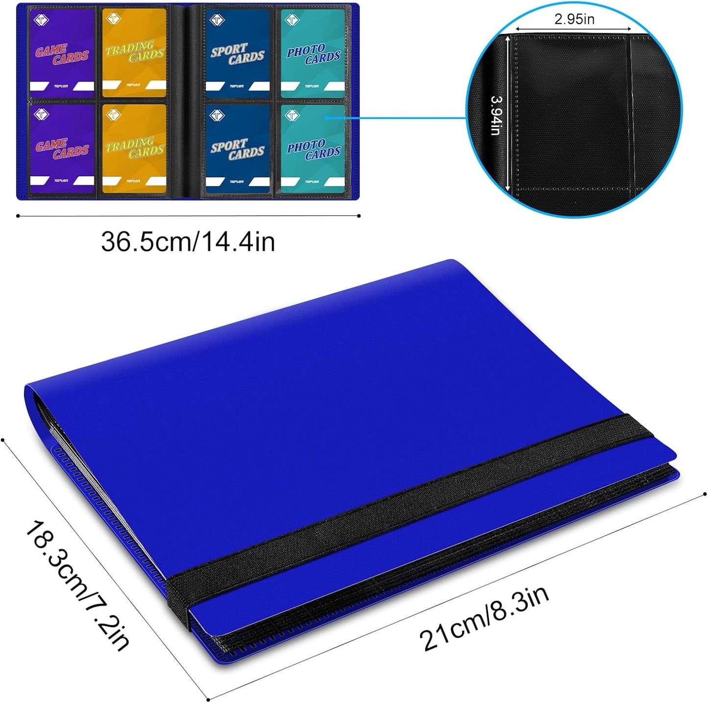 4 Pocket Card Binder for Trading Card, 160 PockeCard Folder Ablum for Cards Collection for Sports Cards, Baseball Cards, Game Cards, Mini TCG Binder Fit for MTG, Gift for Card Collector (Navy blue)