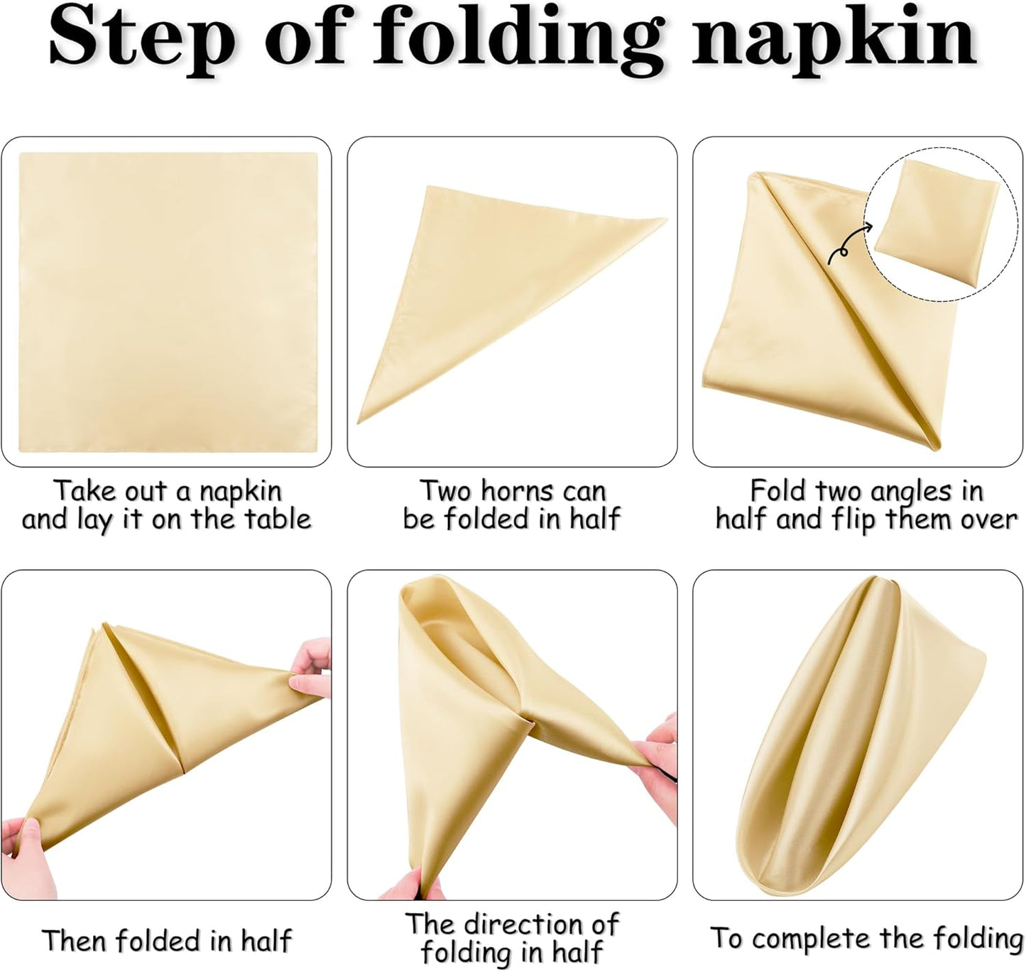 Aneco 12 Pieces Satin Napkins Soft Dinner Napkins Square Weddings Table Napkin 17 x 17 Inches for Restaurant Weddings Party Dinner Decoration (Champagne)