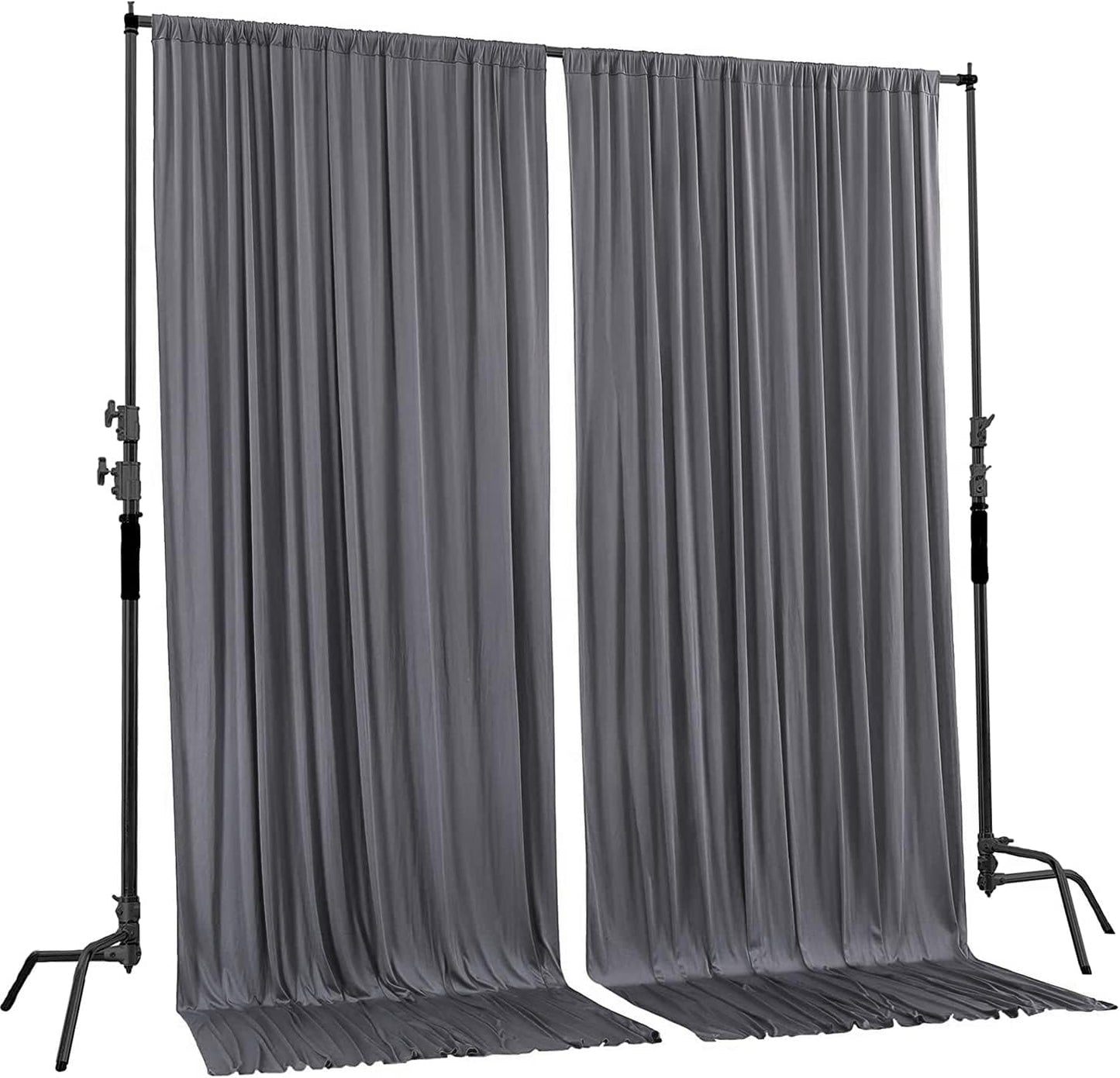 AK TRADING CO. 10 feet x 10 feet Charcoal IFR Polyester Backdrop Drapes Curtains Panels with Rod Pockets - Wedding Ceremony Party Home Window Decorations