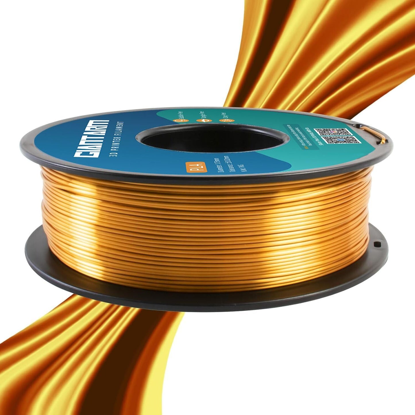 GIANTARM 3D Printer Filament, Silk Gold Pla Filament, 1Kg(2.2lbs) Spool, 1.75mm Dimension Accuracy +/- 0.03mm, 3D Printing Filament