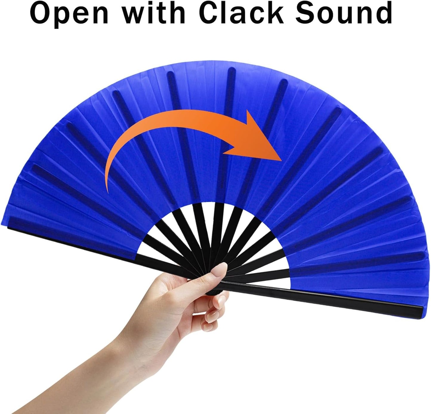 13inch Large Rave Fan Popping Clacking Fans for Line Dancing,Hand Fans for Women Foldable,Boots on The Ground Fan,Portable for Outdoor,Wedding,Party,Decoration (10pcs Blue)