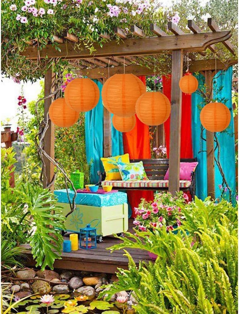 BEISHIDA Orange Round Paper Lanterns Decorative Hanging Asia Chinese Japanese Paper Lanterns Lamp for Birthday Wedding Halloween Baby Bridal Shower Fall Home Decor Party Decoration（10 Packs）