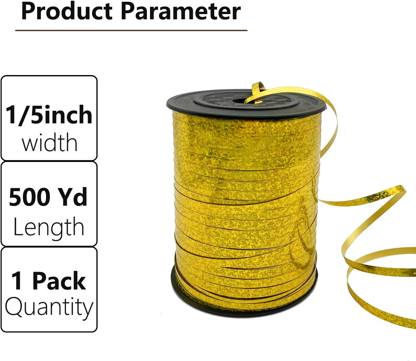 500 Yards Curling Ribbon-Balloon String for Birthday Gift Wrapping,Festival Party Decor,Ribbons & Bows for Christmas New Year Gifts Supplies (Laser Gold)