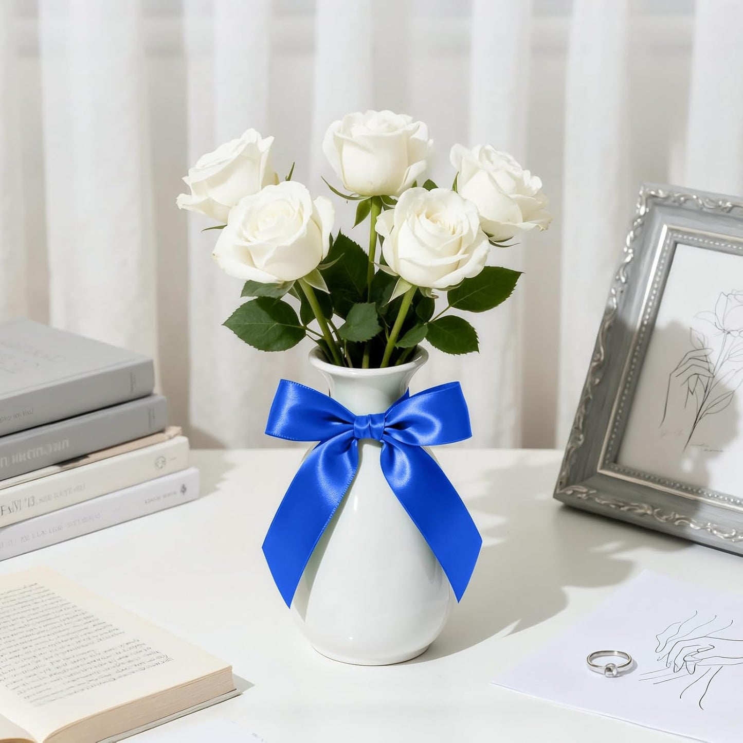 Double Faced Royal Blue Satin Ribbon, 1" x 25 Yards Ribbons, Perfect for Crafts, Wedding Decor, Bow Making, Sewing, Gift Package Wrapping and More