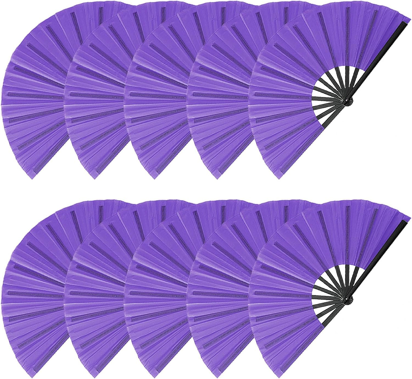 10 Pcs Line Dance Popping Fan, 13inch Boots on The Ground Fan, Chinese Kung Fu Tai Chi Large Hand Fans for Women Folding for Festival Dance Party Wedding Clacking (Purple)