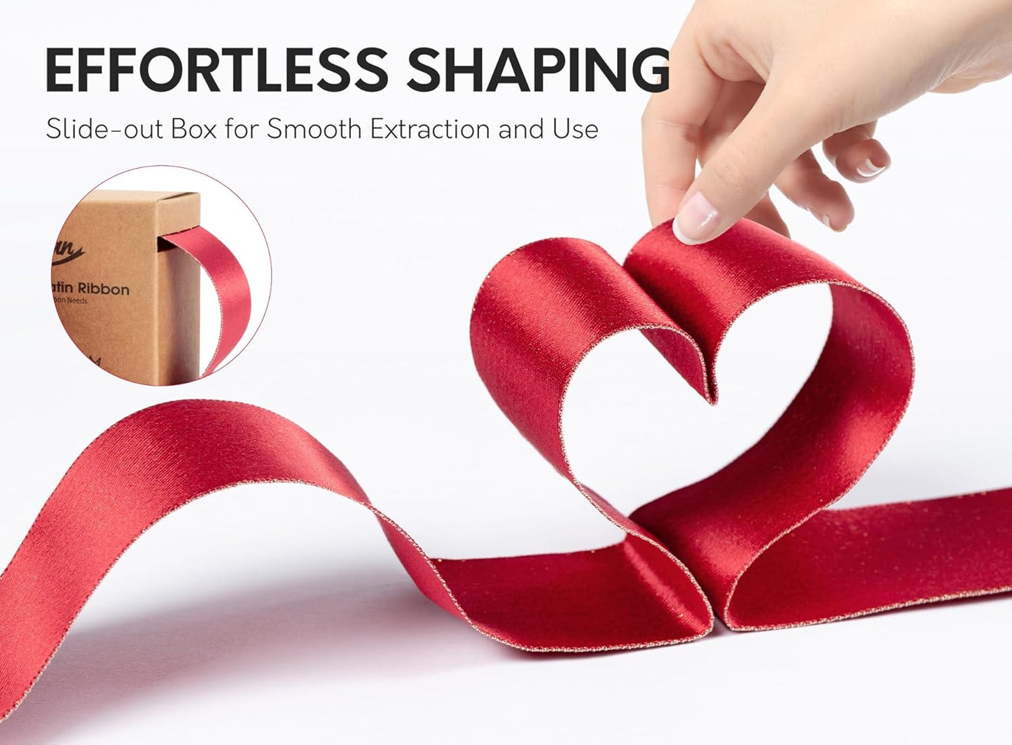 Christmas Ribbon Wired Red Satin Ribbons 1-1/2 Inch Double-Faced Gold Glitter for Tree Decoration, Wreath, Gift Wrapping, Home Decor 10 Yards