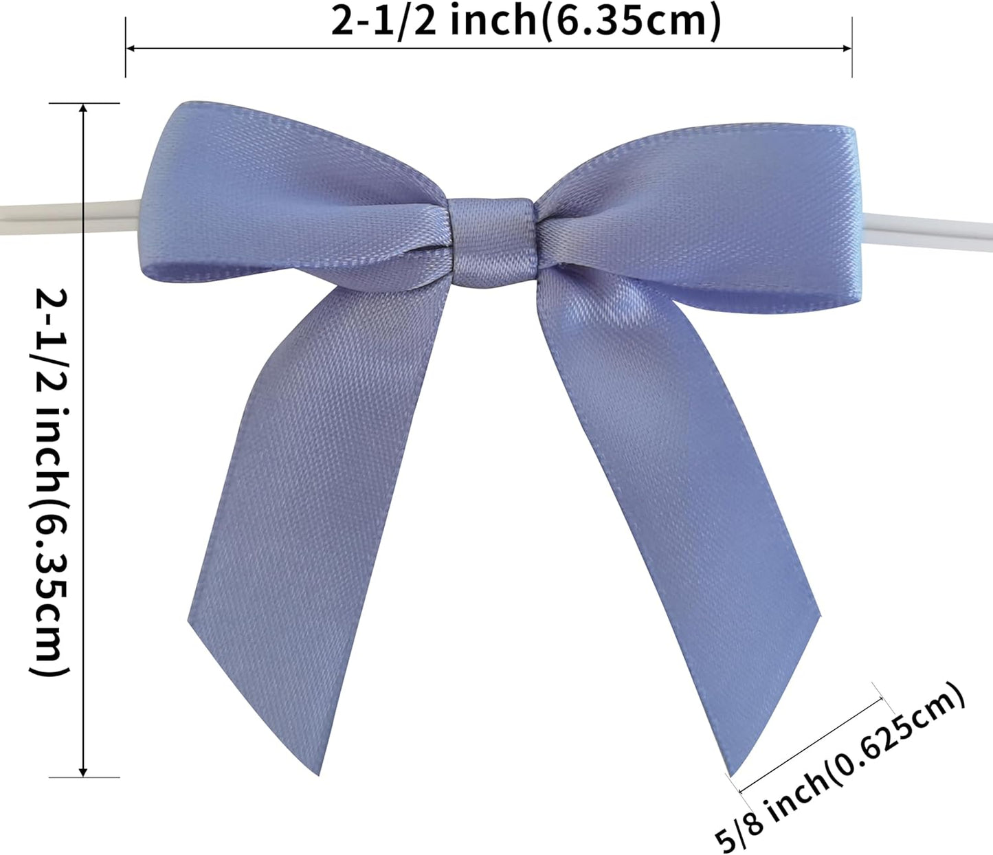 50pcs 2-1/2" Smog Blue Satin Ribbon Bows with Twist Ties Smog Satin Ribbon Bows for Candy Party Decoration Gift Packing Wrapping Accessories(2.5”,Airy Blue)