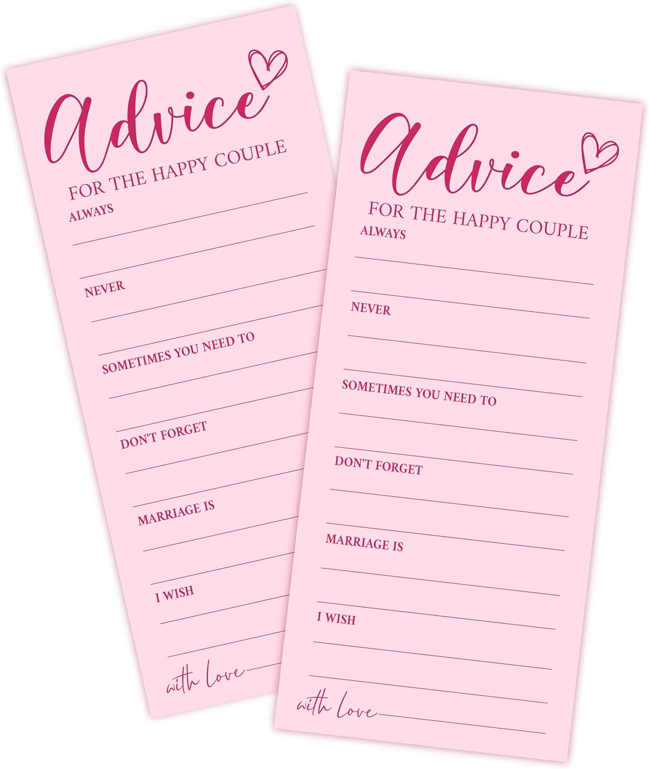 4x9 Inch Wedding Advice Cards, Advice and Wishes for The Mr and Mrs, Pink Bridal Shower Games for 25 Guests, Engagement Party Supplies, Wishes for Bride Wedding Receptio Decoration-A05